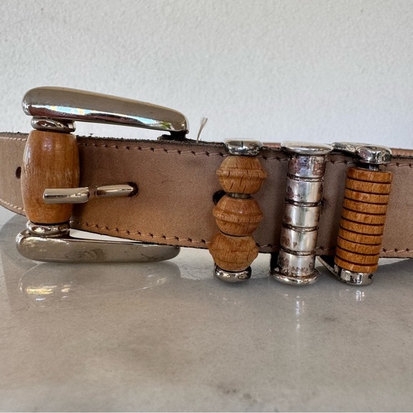 Street Ahead Vintage Eood Buckle Brown Leather Belt Size S - Picture 12 of 13